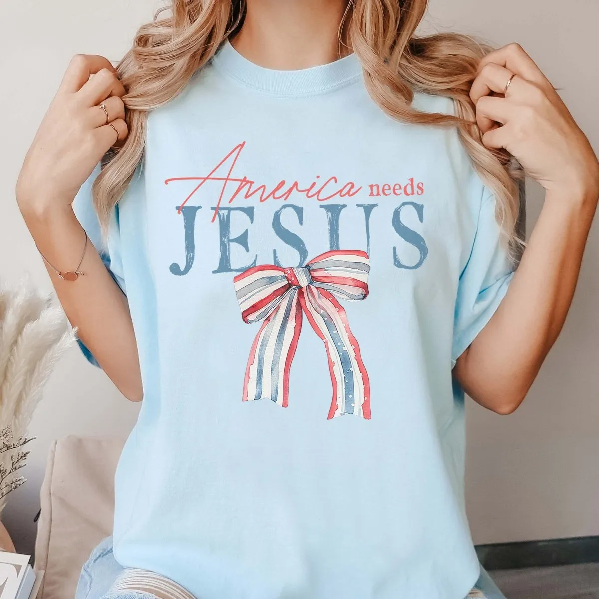 America Needs Jesus Comfort Color Tee