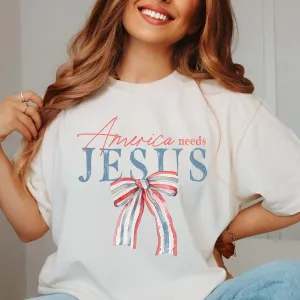 America Needs Jesus Comfort Color Tee