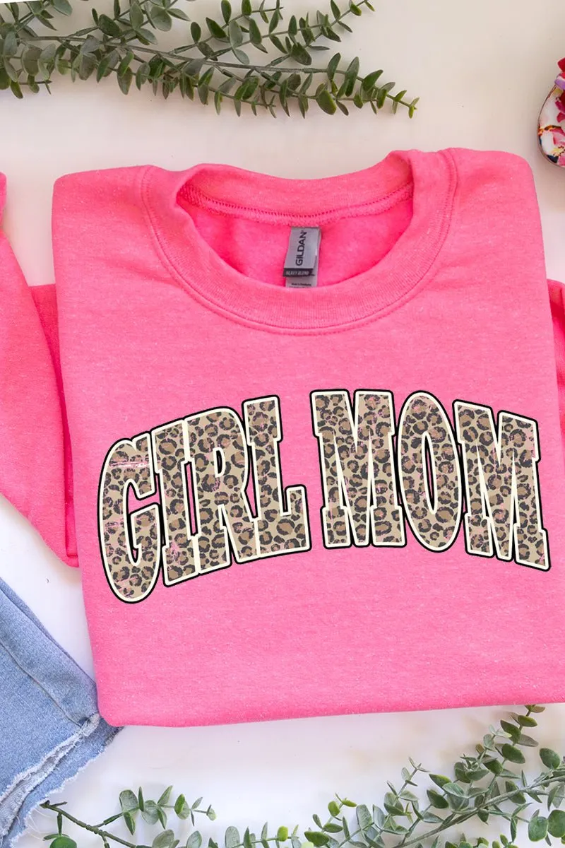 Arched Girl Mom Leopard Heavy-weight Crew Sweatshirt