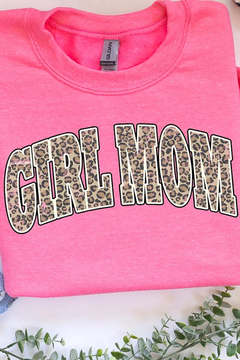 Arched Girl Mom Leopard Heavy-weight Crew Sweatshirt