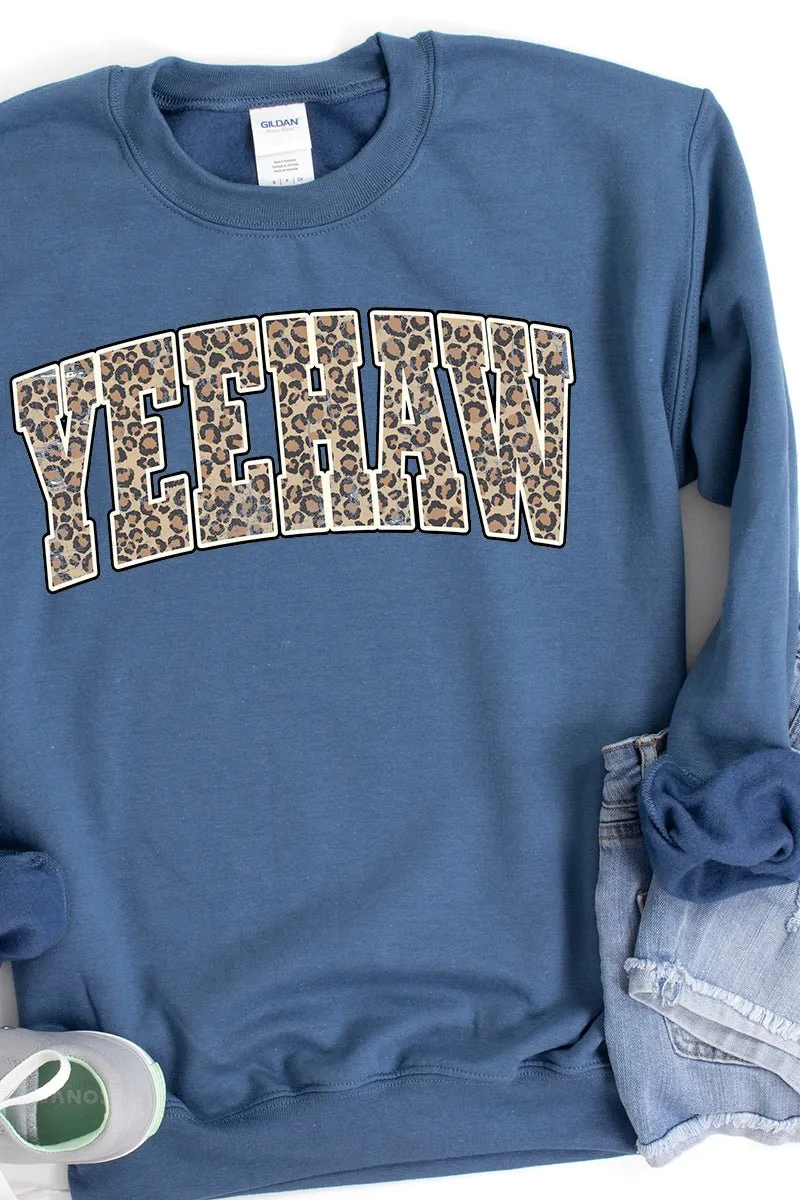 Arched Yeehaw Leopard Heavy-weight Crew Sweatshirt