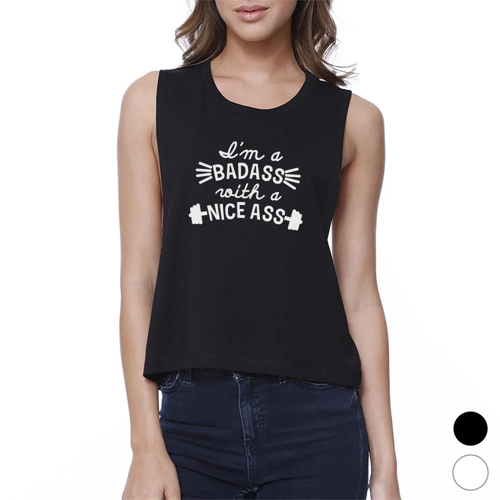 Bad Nice Ass Womens Funny Workout Gym Tank Top Cute Gym Crop Top