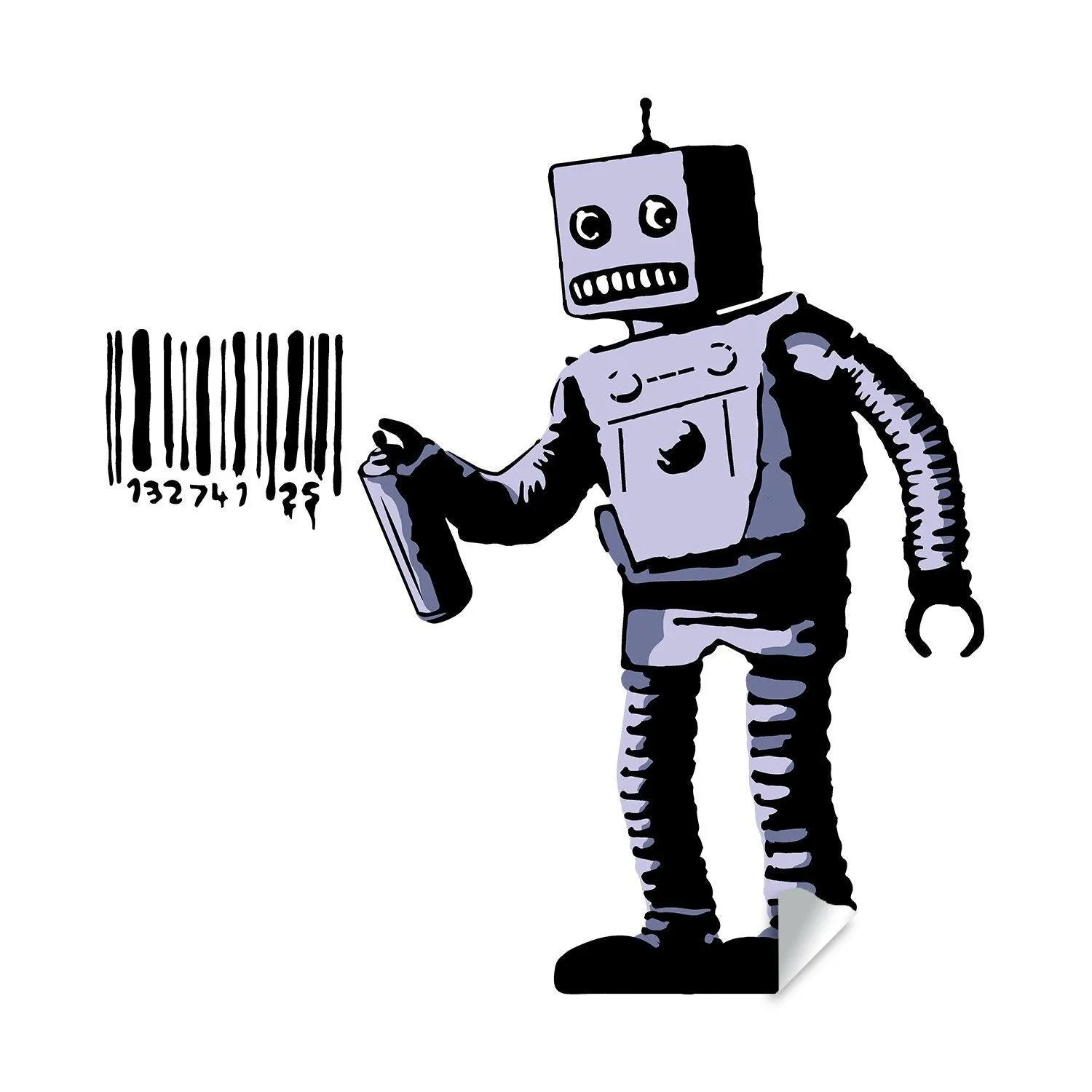 Banksy Barcode Robot Wall Vinyl Sticker - Street Art Graffiti Machine Decal