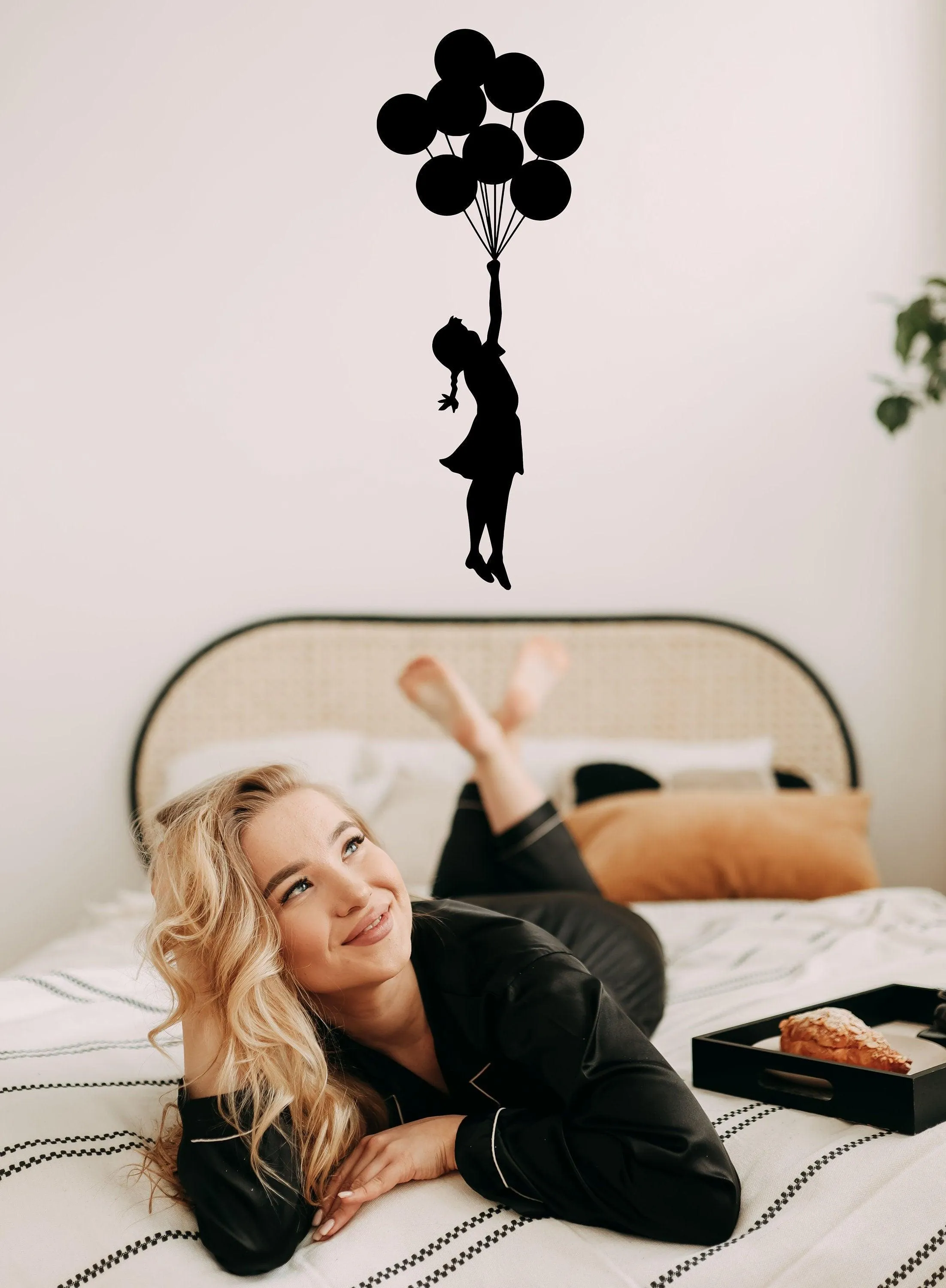 Banksy Girl With Balloons Wall Decal - Bansky Street Art Graffiti Air Ballon Vinyl Sticker For Wall