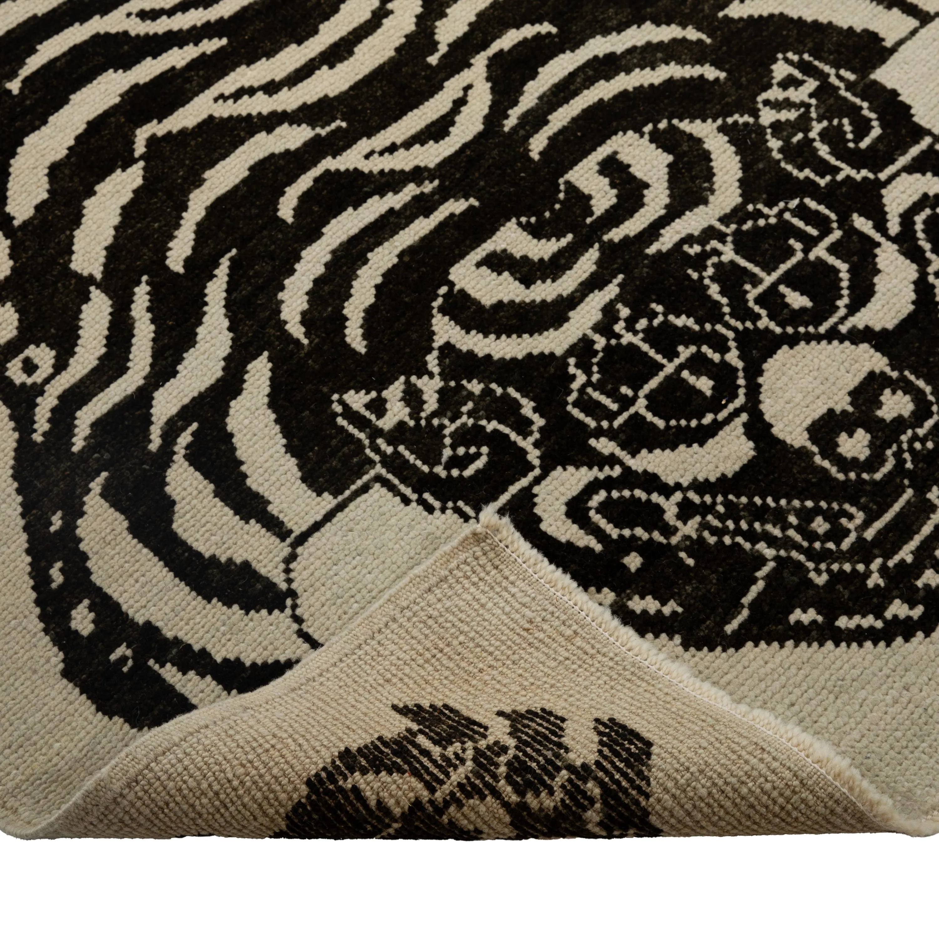 Beige Tiger Modern Turkish Wool Rug - 4'3" x 5'10"