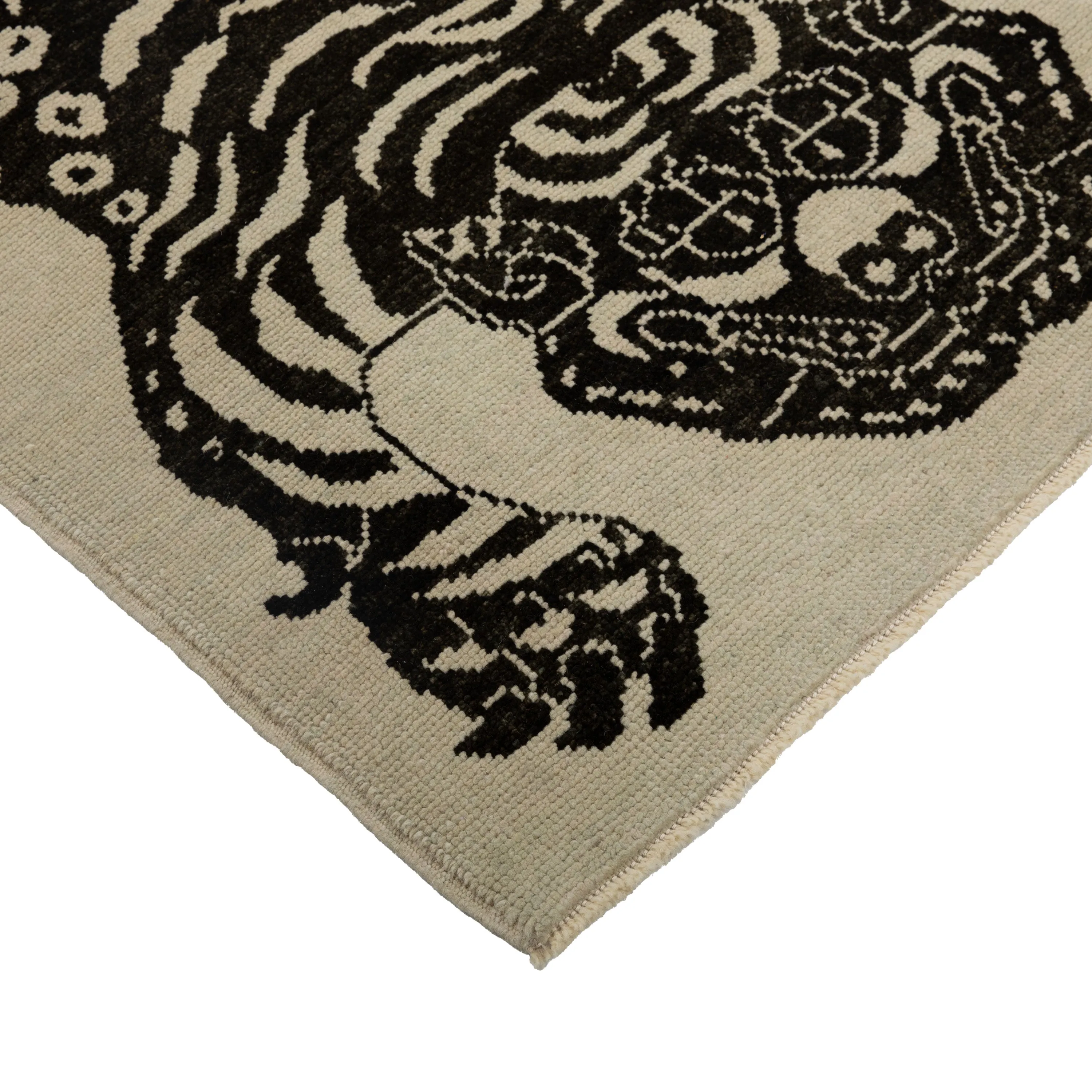 Beige Tiger Modern Turkish Wool Rug - 4'3" x 5'10"