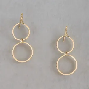 Bella Gold Double Circle Drop Earrings