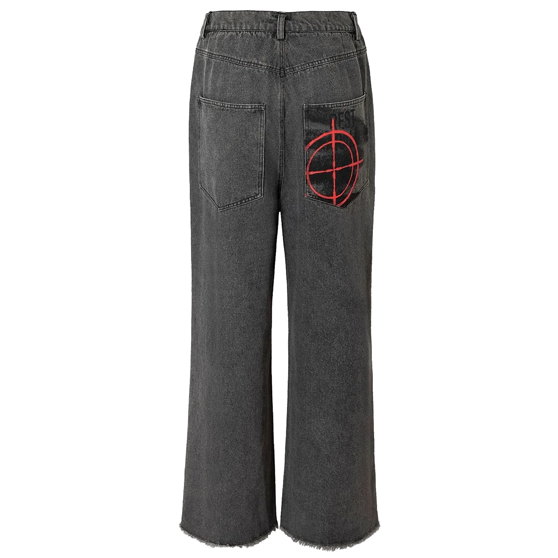 Black Graffiti Graphic Wide-Leg Denim Jeans