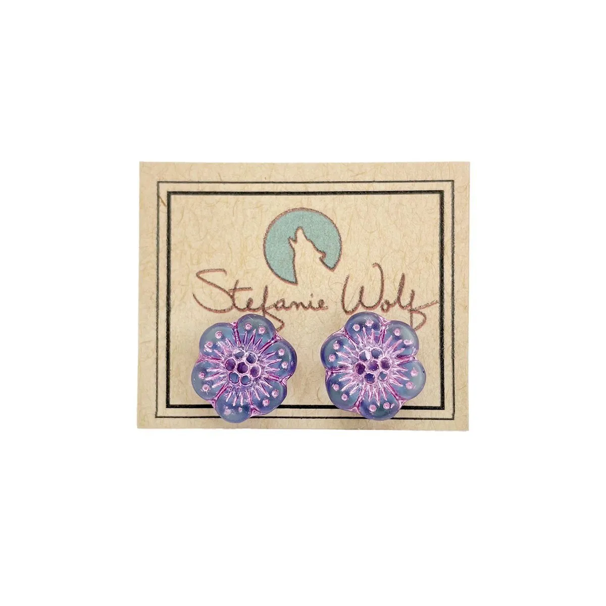 Black Wild Rose Flower Stud Earrings