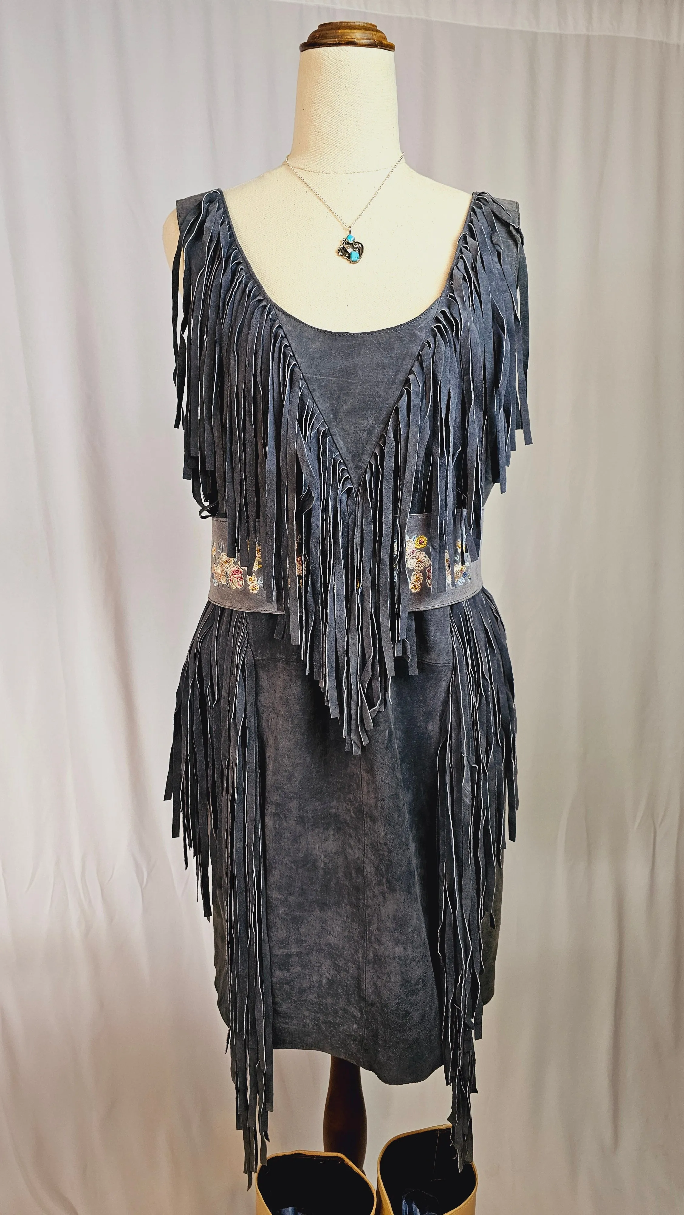 Blue Suede Fringe dress size 12