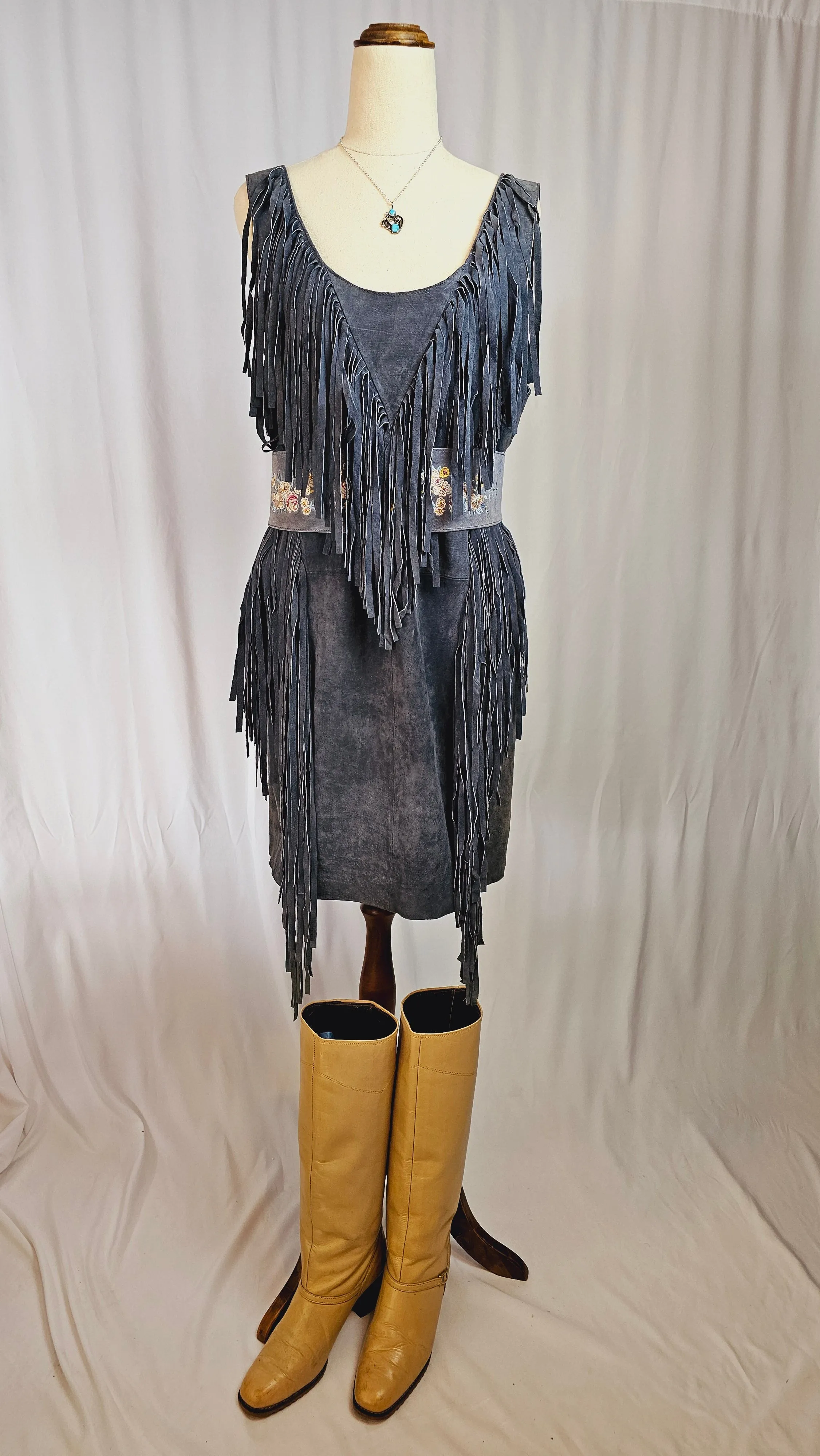 Blue Suede Fringe dress size 12