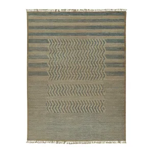 Blue Zameen Stripe Moroccan Wool Rug - 9'9" x 13'10"