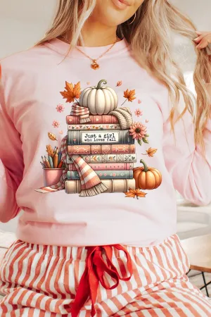 Books Fall Girl Comfort Colors Heavyweight Long T-Shirt