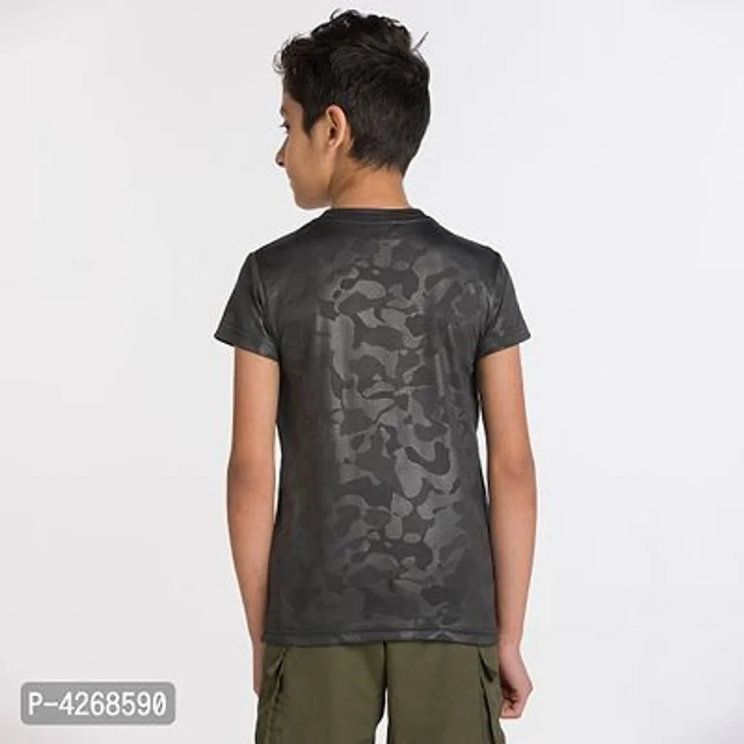 Boy's Grey Polyester Printed Tees