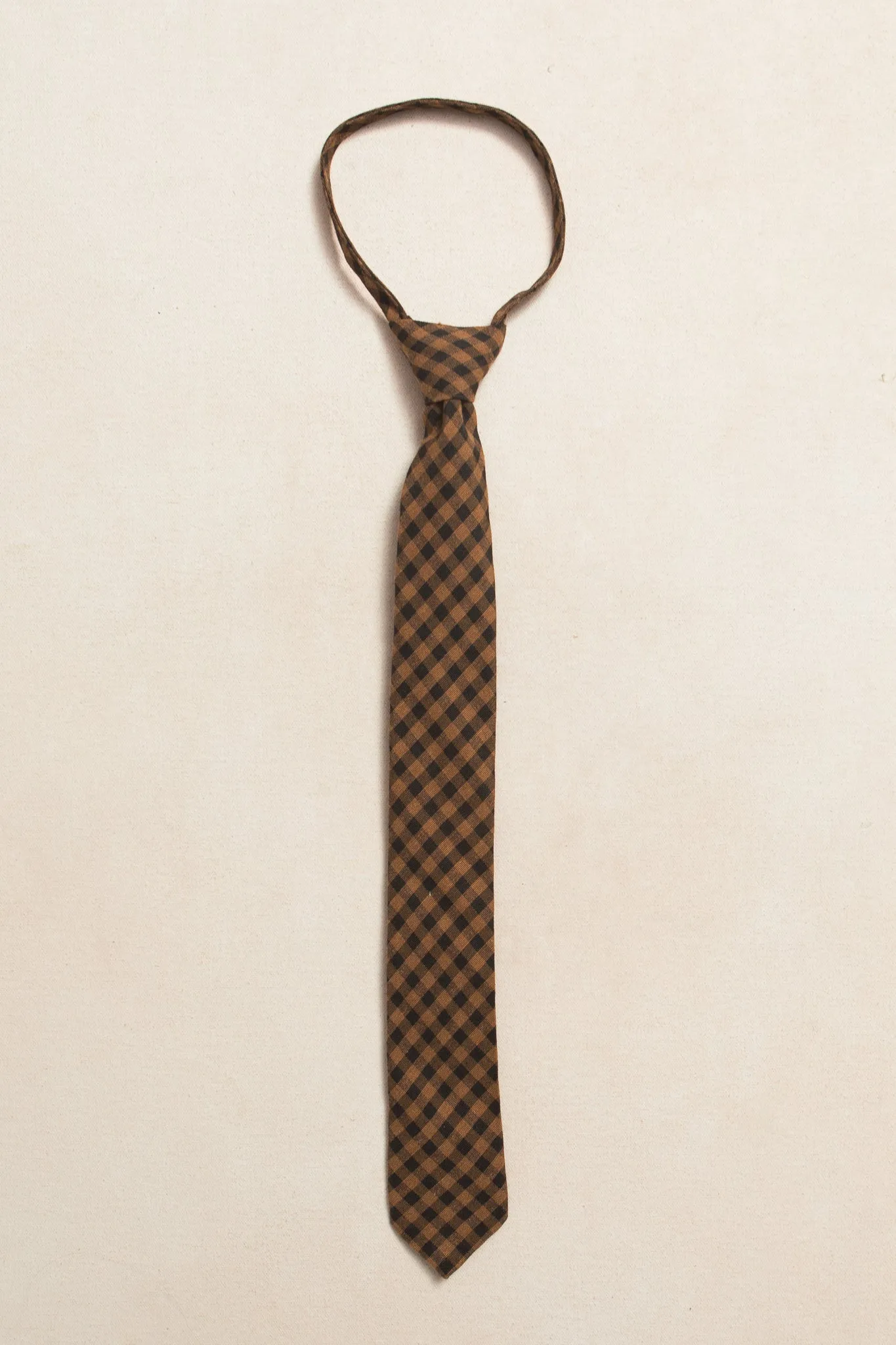 Boys Max Tie in Maple Brown Gingham - FINAL SALE