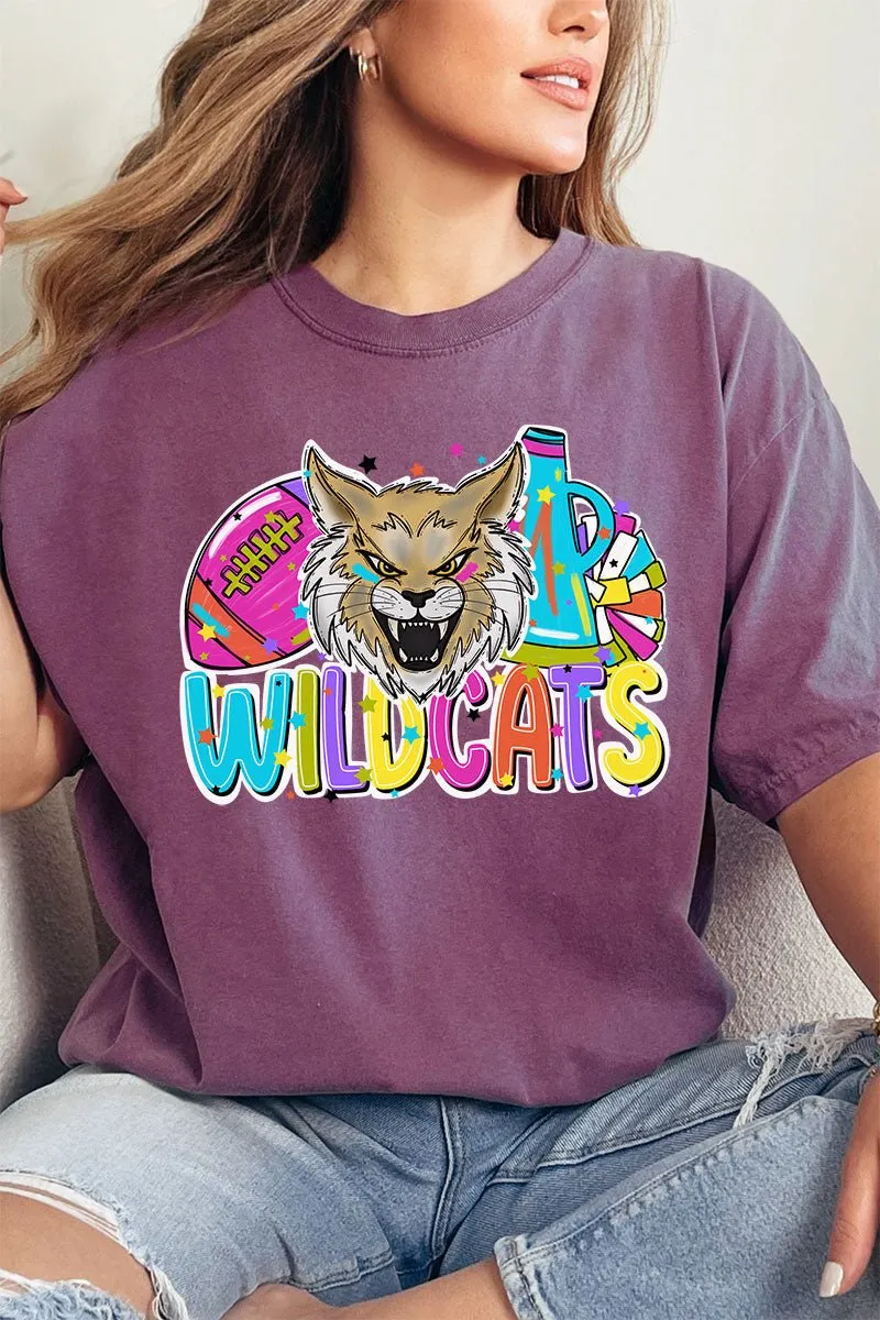 Bright Wildcats Colorful Comfort Colors Adult Ring-Spun Cotton Tee