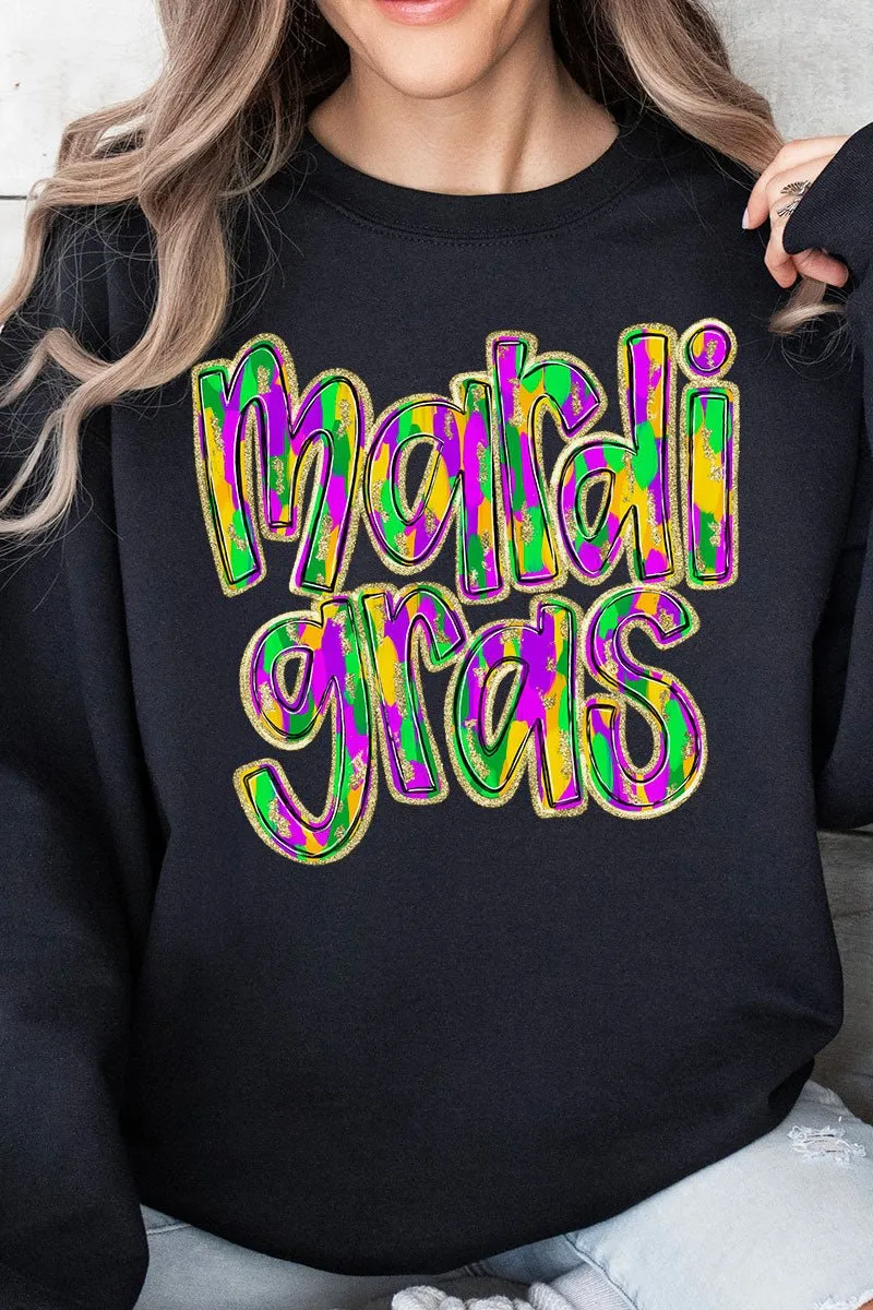 Brushed Mardi Gras Heavy-weight Crew Sweatshirt