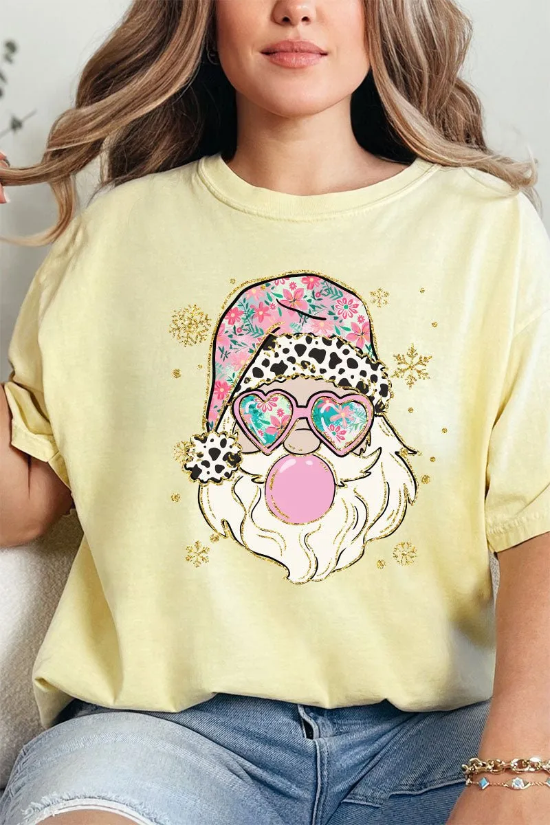 Bubble Preppy Blossom Santa Comfort Colors Adult Ring-Spun Cotton Tee