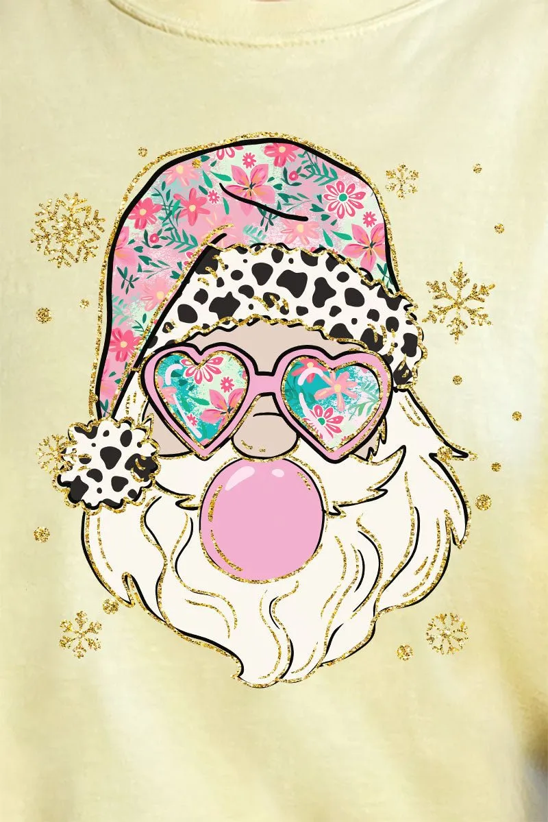 Bubble Preppy Blossom Santa Comfort Colors Adult Ring-Spun Cotton Tee