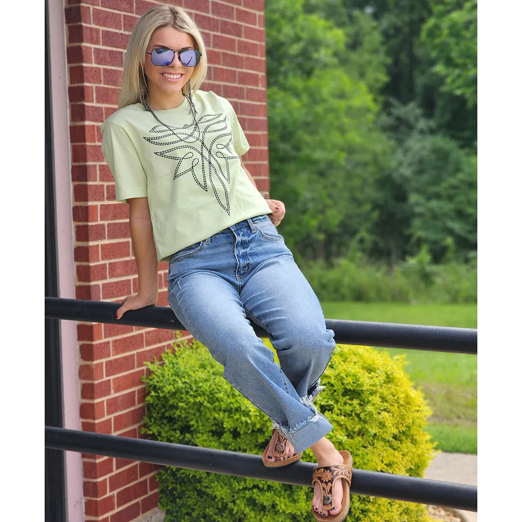 Cezanne Women's Green Boot Stitch Tee