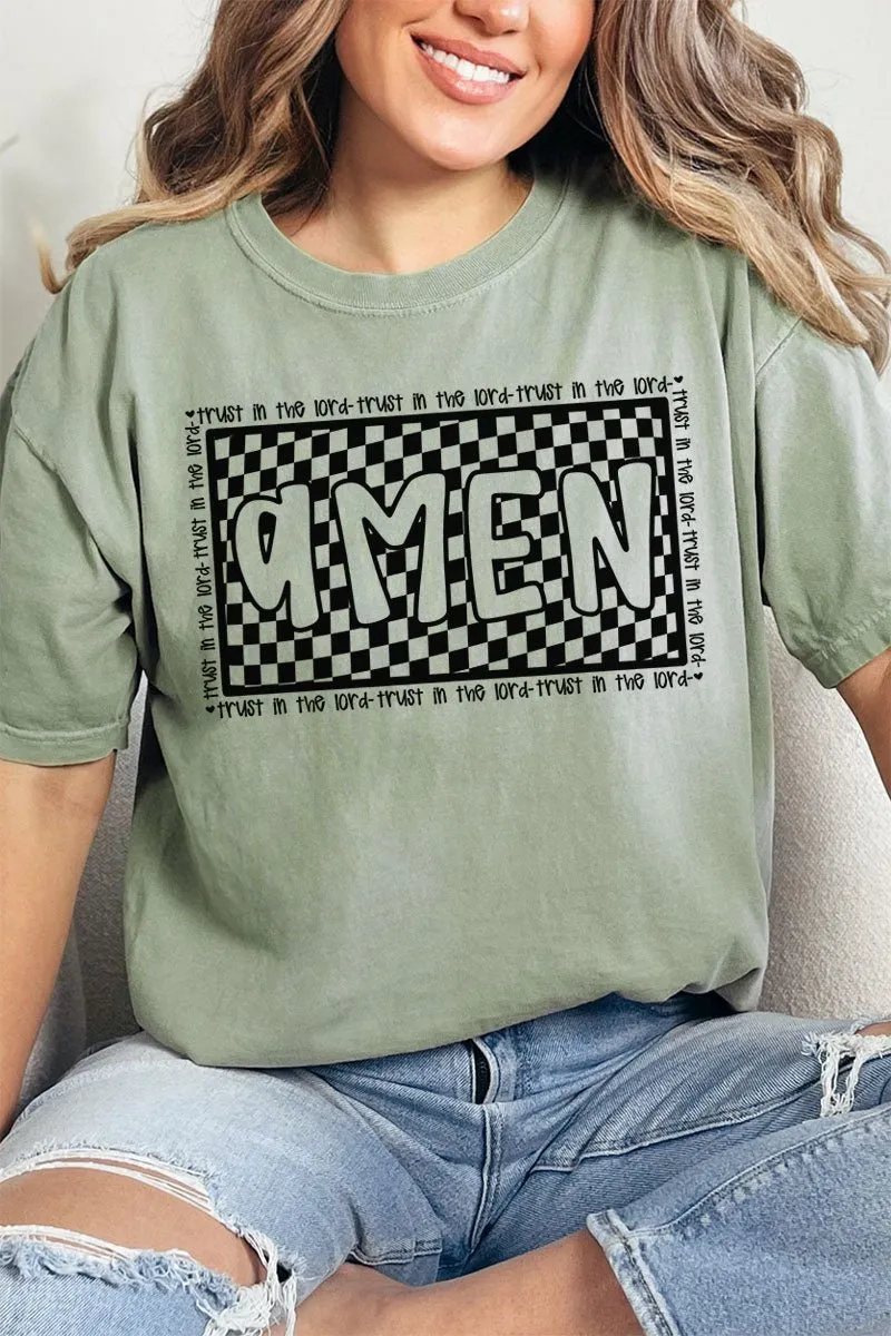 Checkered Trust In The Lord Comfort Colors Adult Ring-Spun Cotton Tee