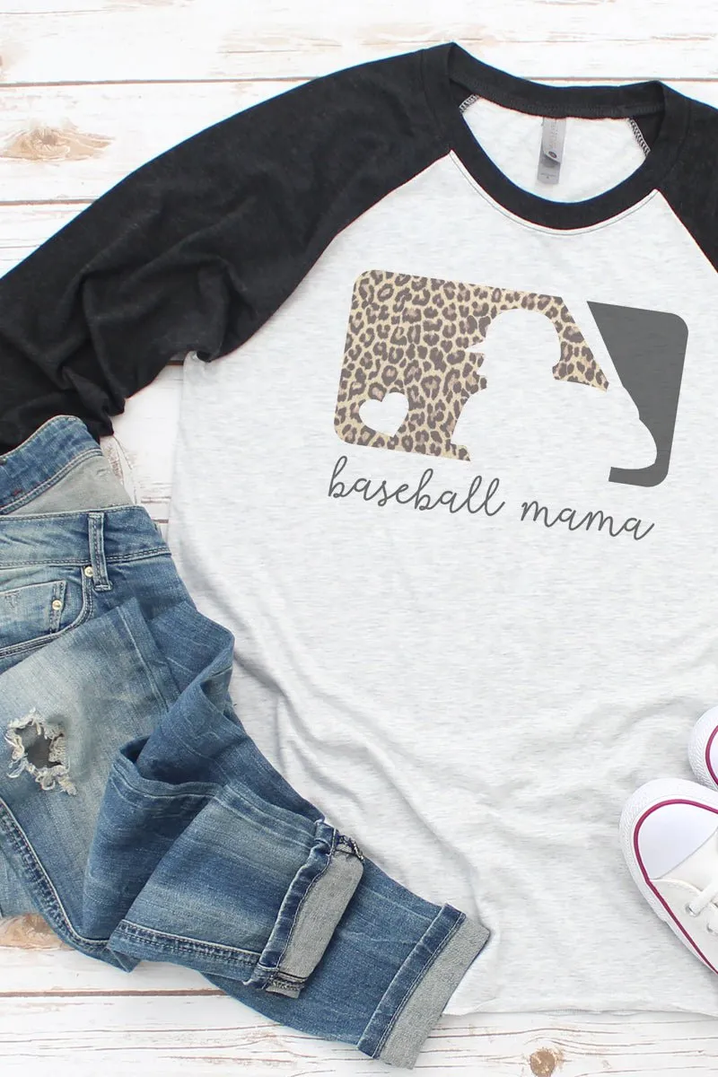 Cheetah Baseball Mama Tri-Blend Unisex 3/4 Raglan