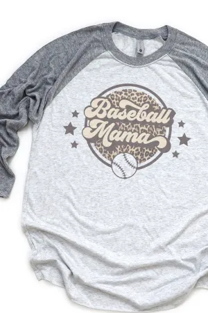 Cheetah Stars Baseball Mama Tri-Blend Unisex 3/4 Raglan