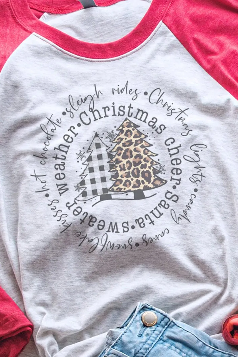 Circle Trees Christmas Cheer Tri-Blend Unisex 3/4 Raglan