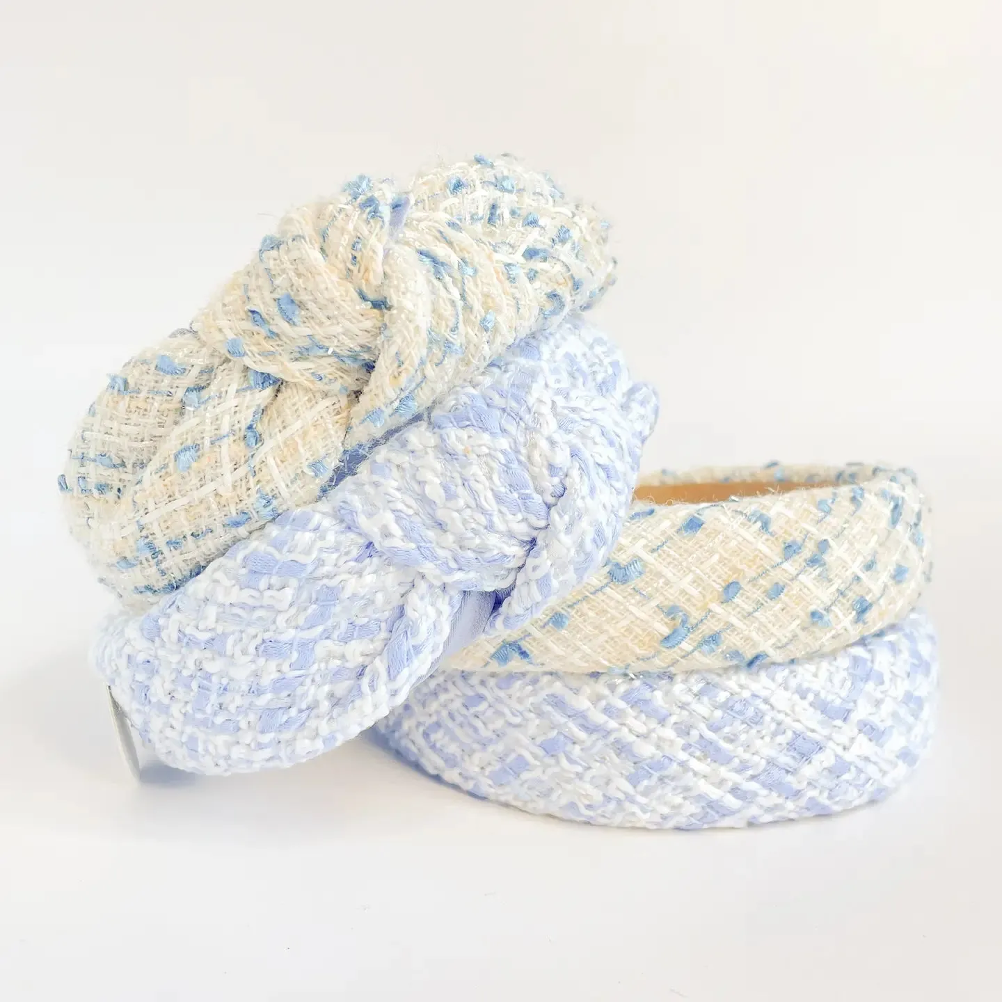 Coastal Blue Tweed Padded Knot Headband