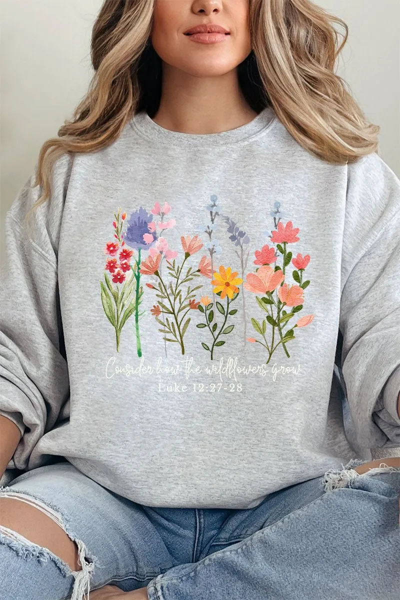 Consider How The Wildflowers Grow Heavy-weight Crew Sweatshirt