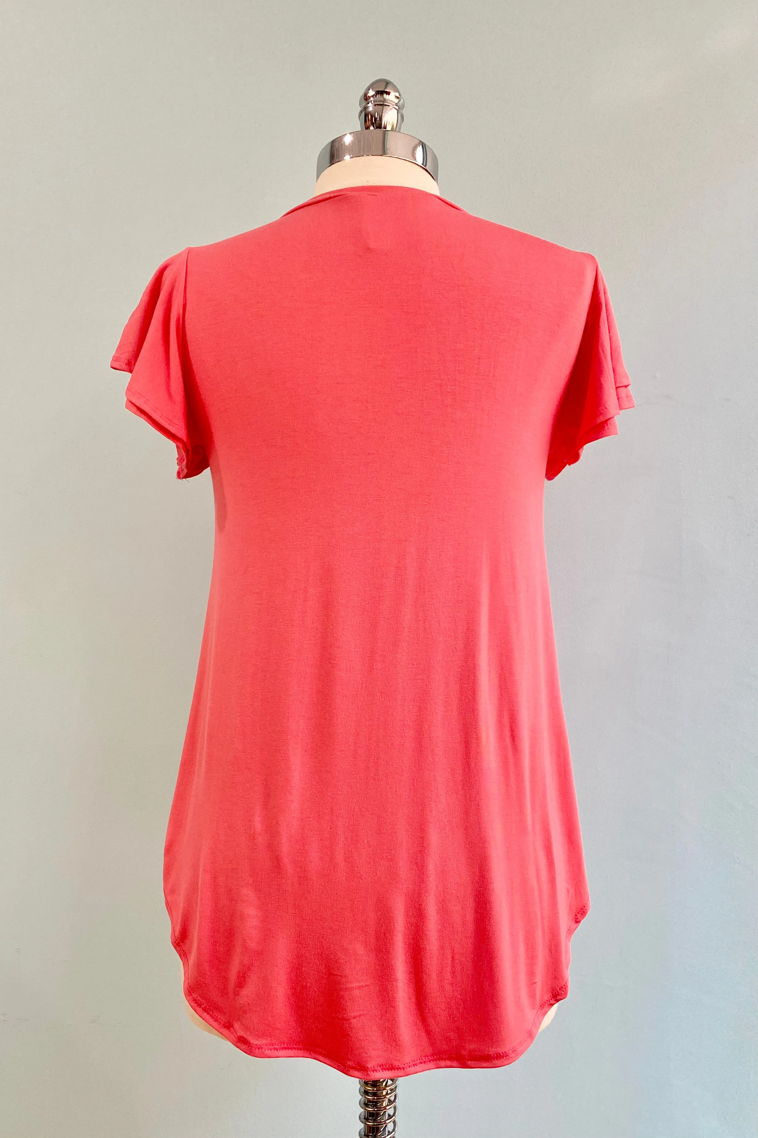 Coral Flutter Sleeve All Purpose Top