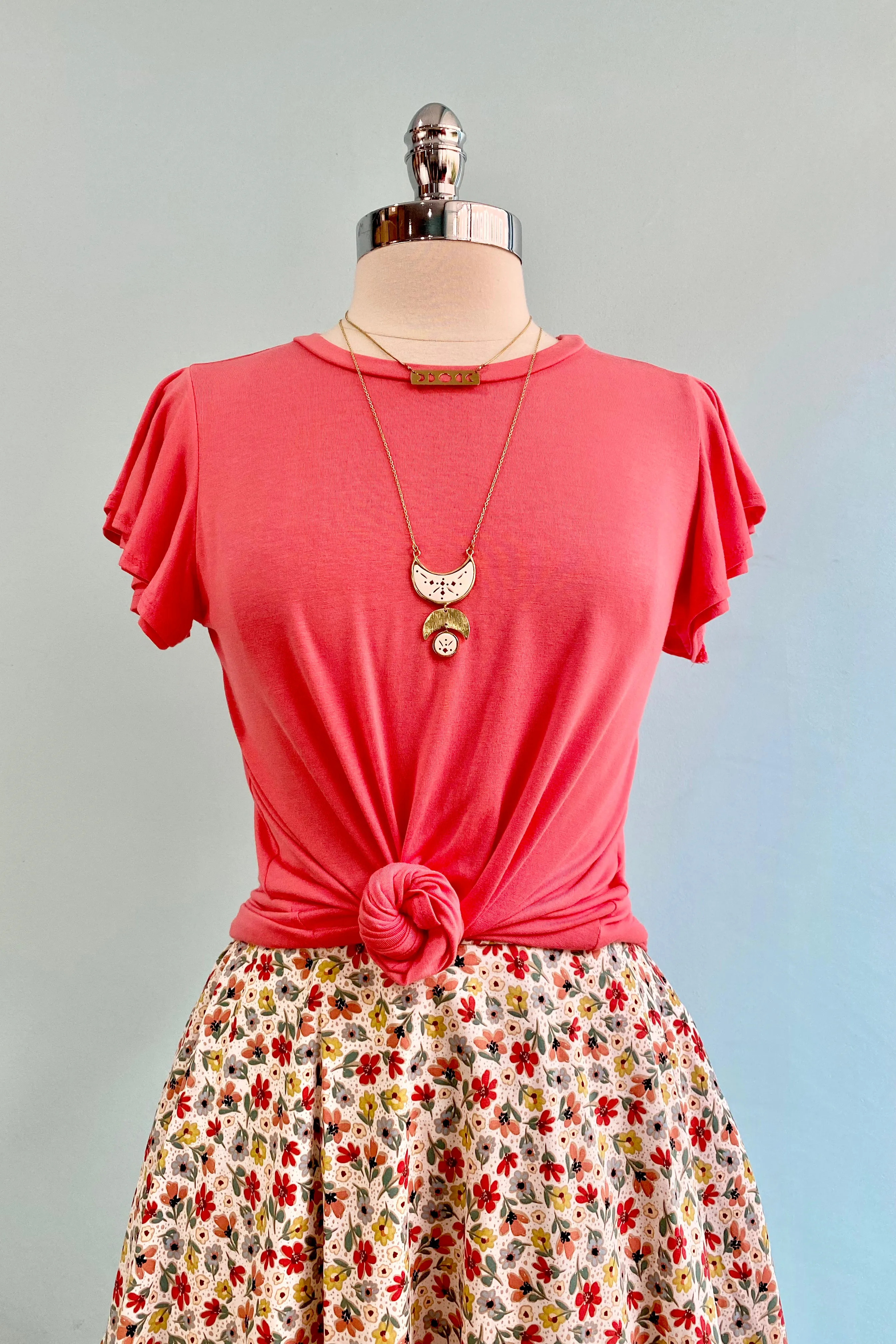 Coral Flutter Sleeve All Purpose Top