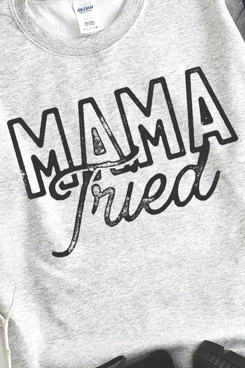 Distressed Mama Tried Heavy-weight Crew Sweatshirt