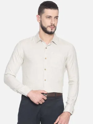 Ecentric Beige Colour Slim fit Hemp Formal Shirt