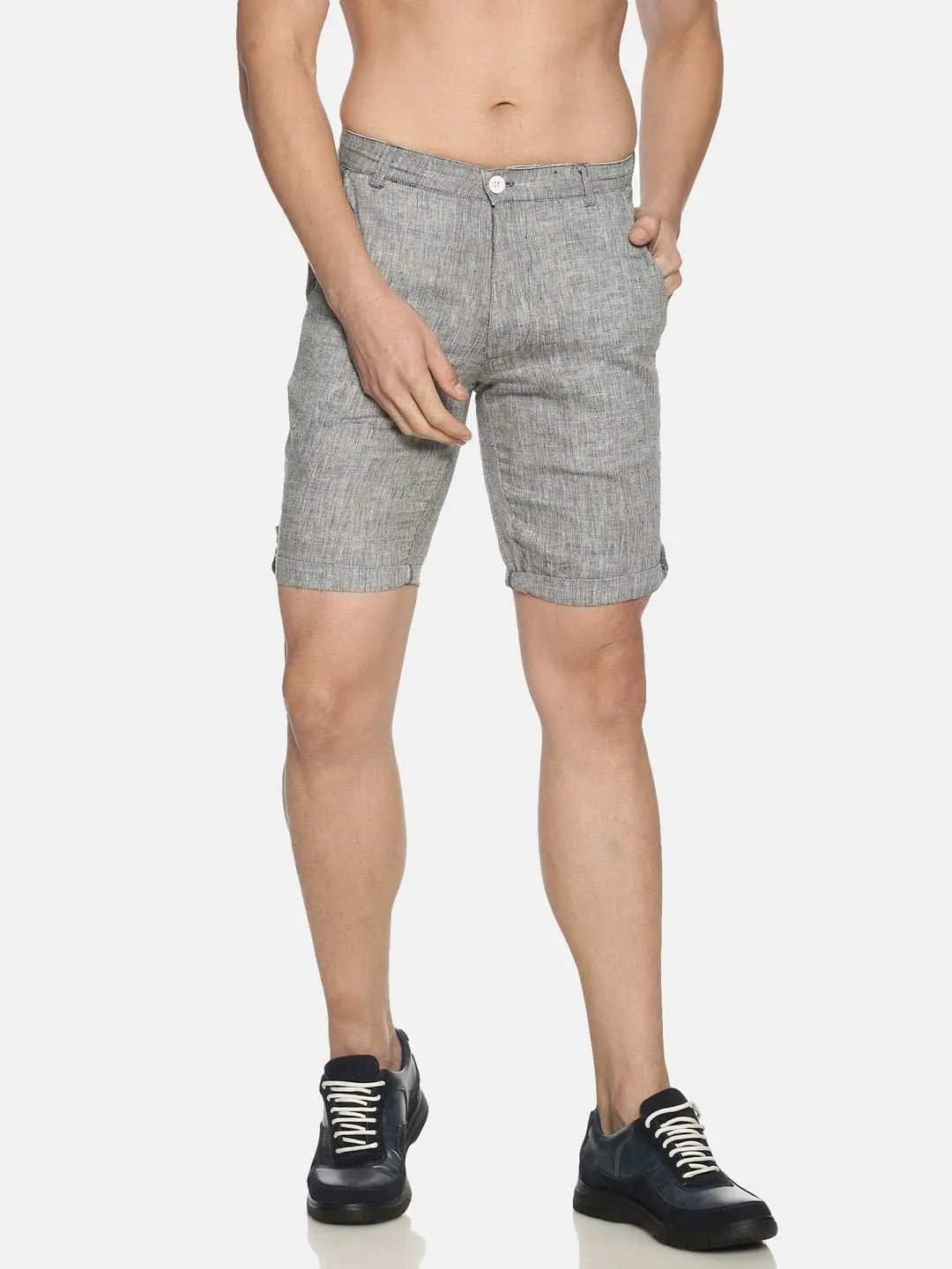 Ecentric Black Colour Slim Fit Hemp shorts