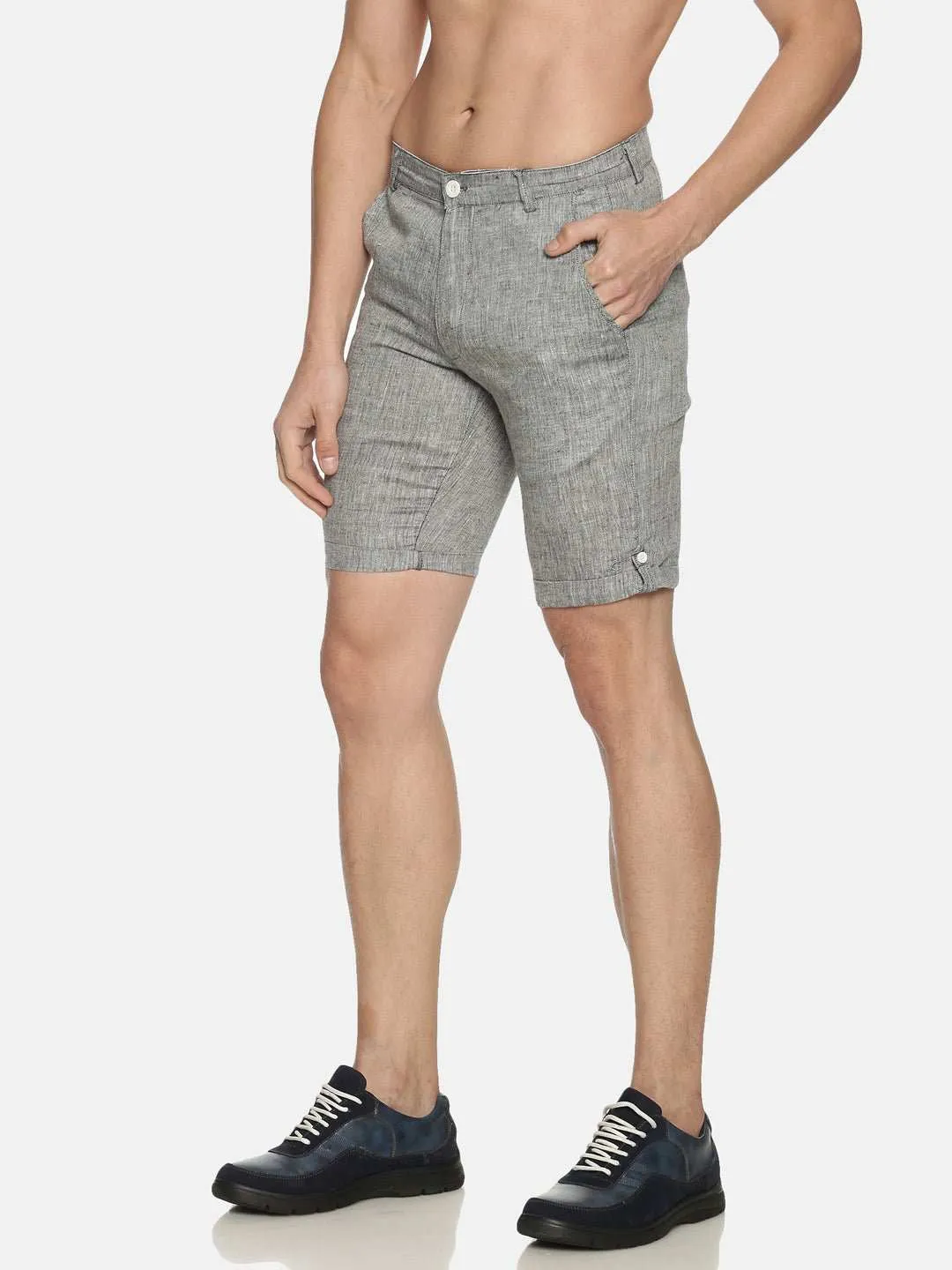 Ecentric Black Colour Slim Fit Hemp shorts