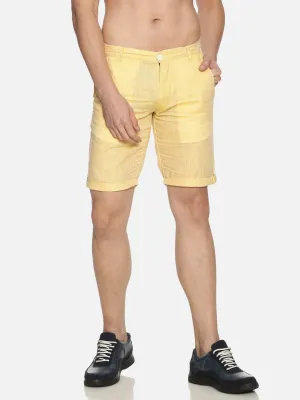 Ecentric Lemon Yellow Colour Slim Fit Hemp Shorts