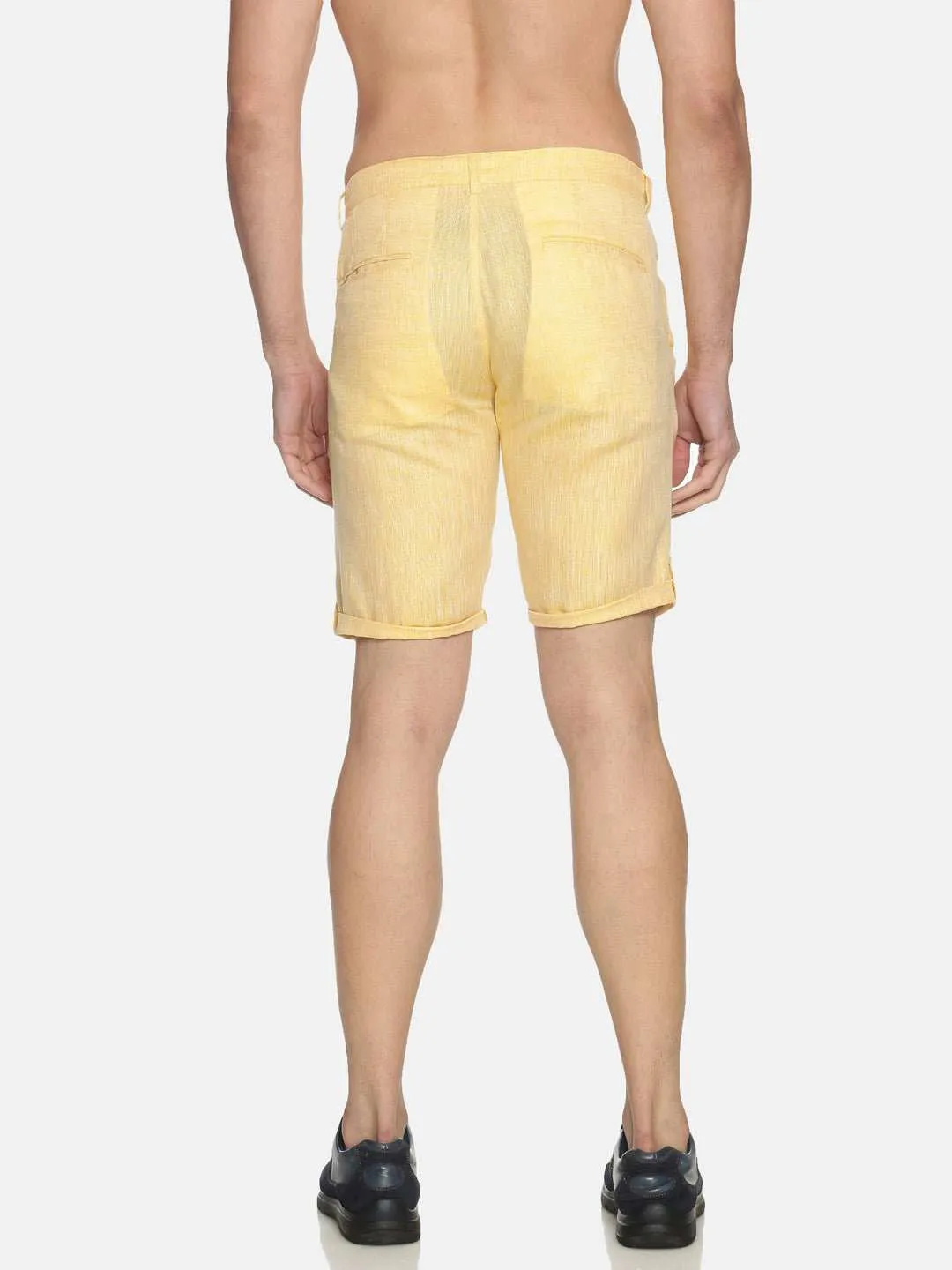 Ecentric Lemon Yellow Colour Slim Fit Hemp Shorts