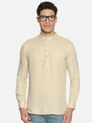 Ecentric Light Brown Colour Hemp Short Kurta