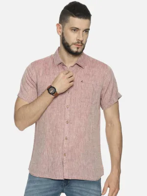 Ecentric Maroon Colour Slim Fit Hemp Casual Shirt