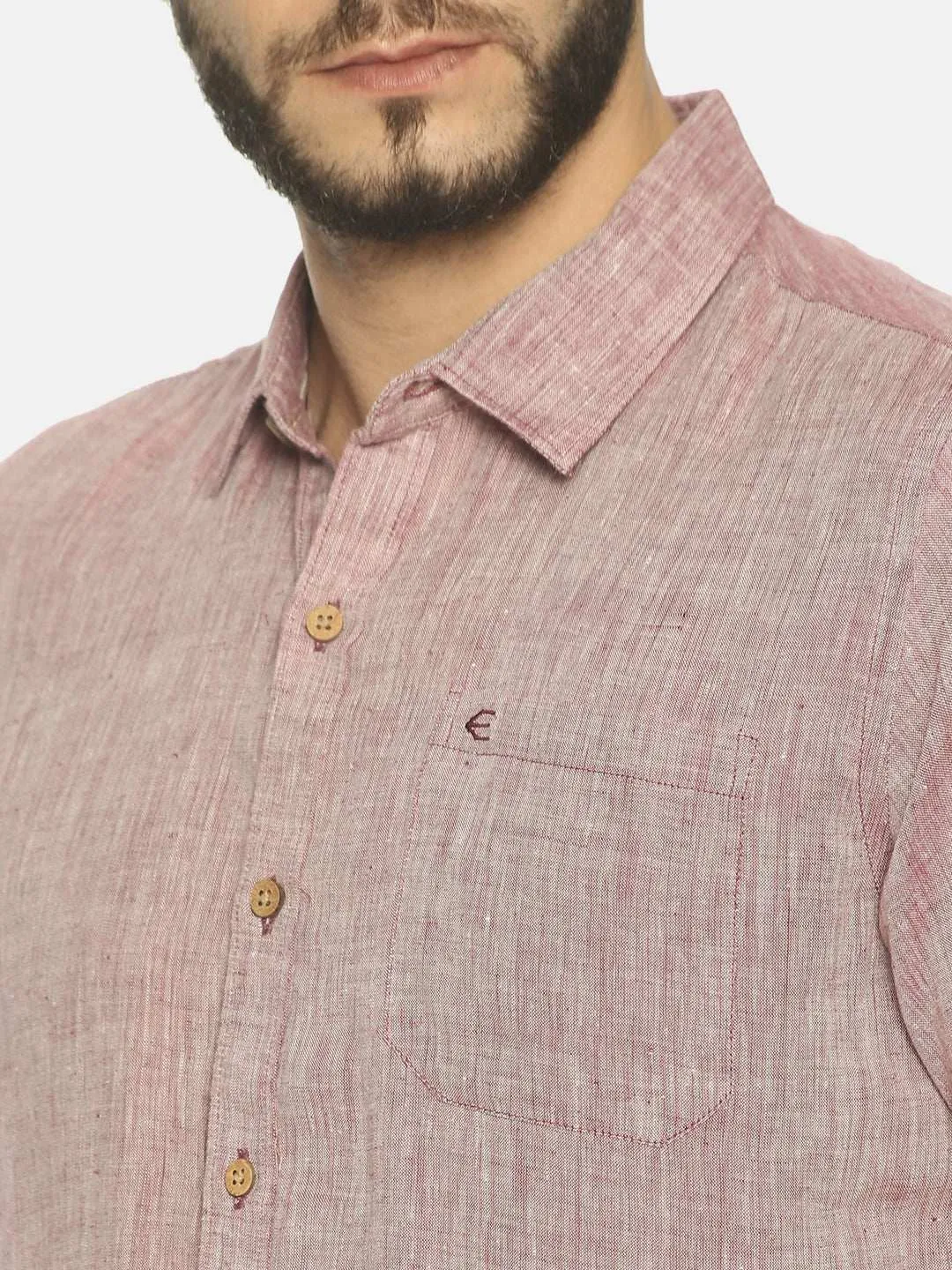 Ecentric Maroon Colour Slim Fit Hemp Casual Shirt