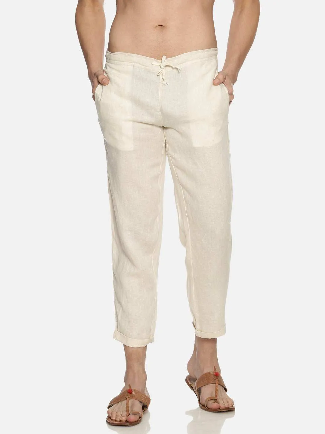 Ecentric Men's Off White Colour Solid Lounge Pant