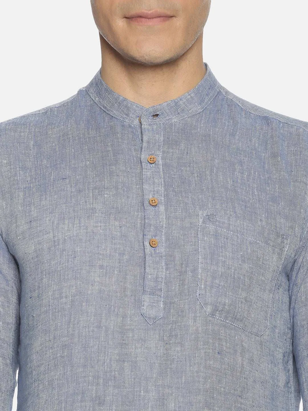 Ecentric Navy Blue Colour Hemp Short Kurta