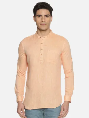 Ecentric Neon Saffron Colour Hemp Short Kurta