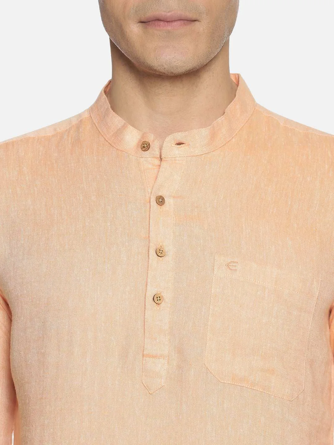 Ecentric Neon Saffron Colour Hemp Short Kurta