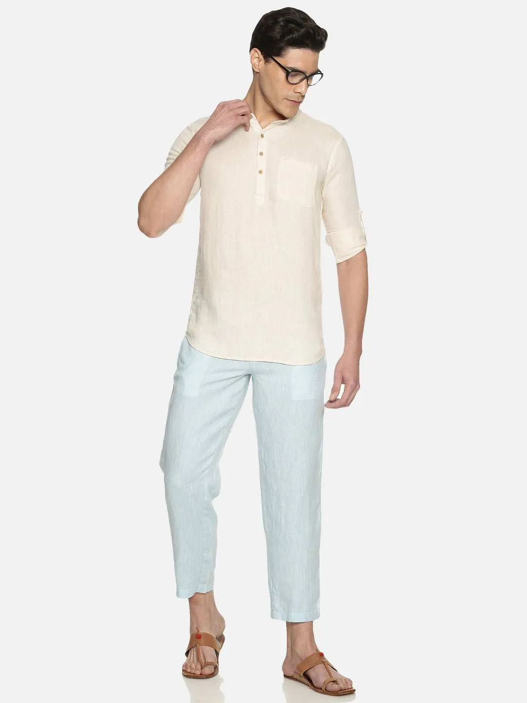 Ecentric Off White Colour Hemp Short Kurta