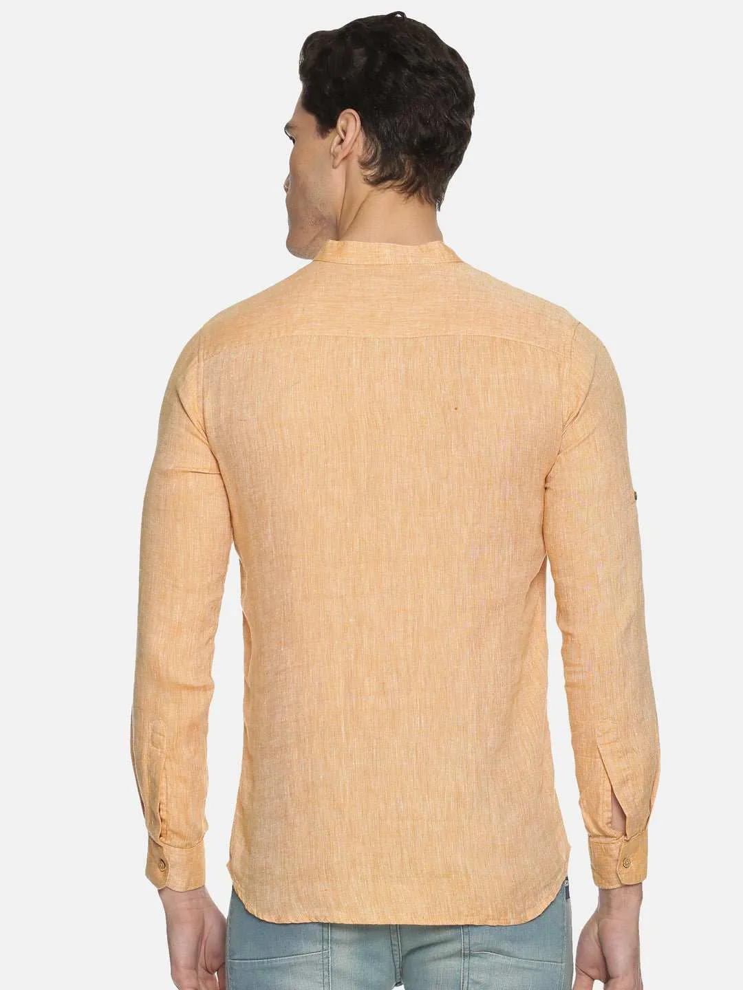 Ecentric Orange Colour Hemp Short Kurta