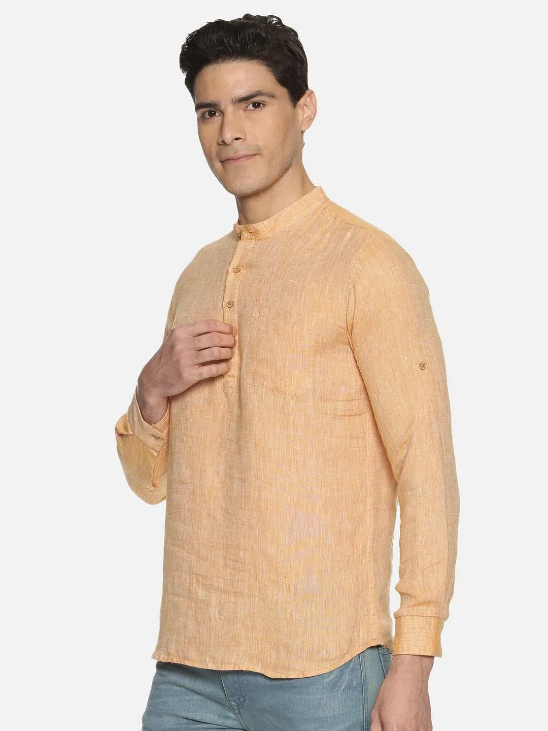 Ecentric Orange Colour Hemp Short Kurta