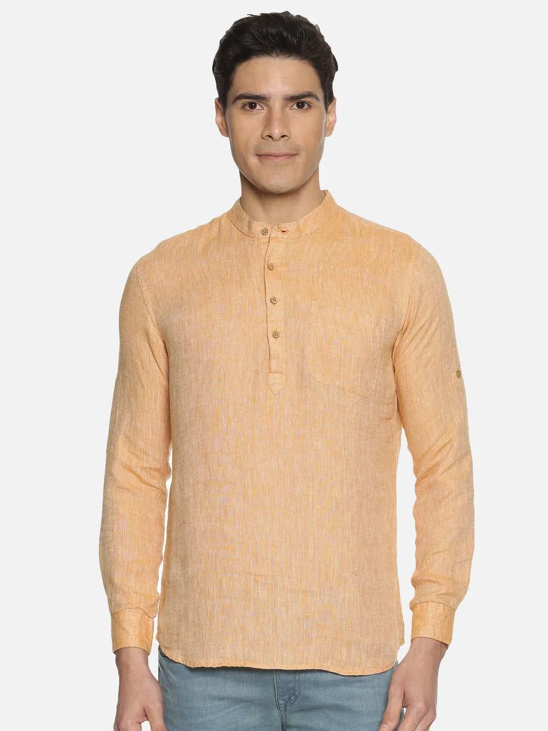 Ecentric Orange Colour Hemp Short Kurta