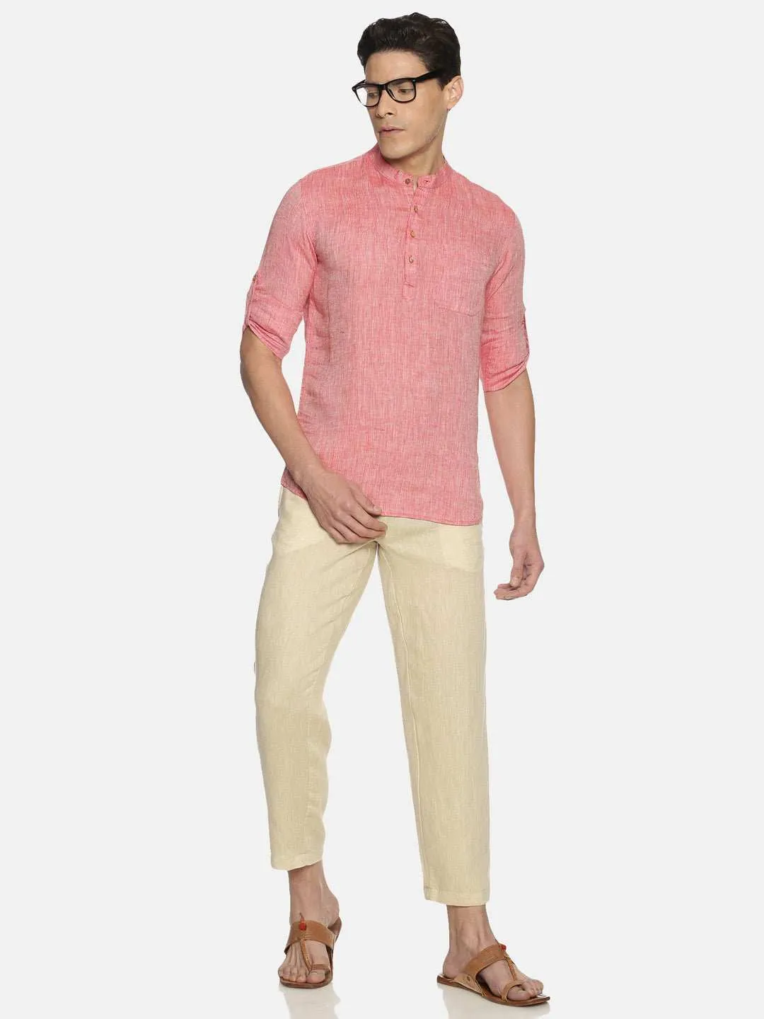 Ecentric Red Colour Hemp Short Kurta